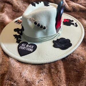 Stylish Mint Green Fedora with Black Accents
